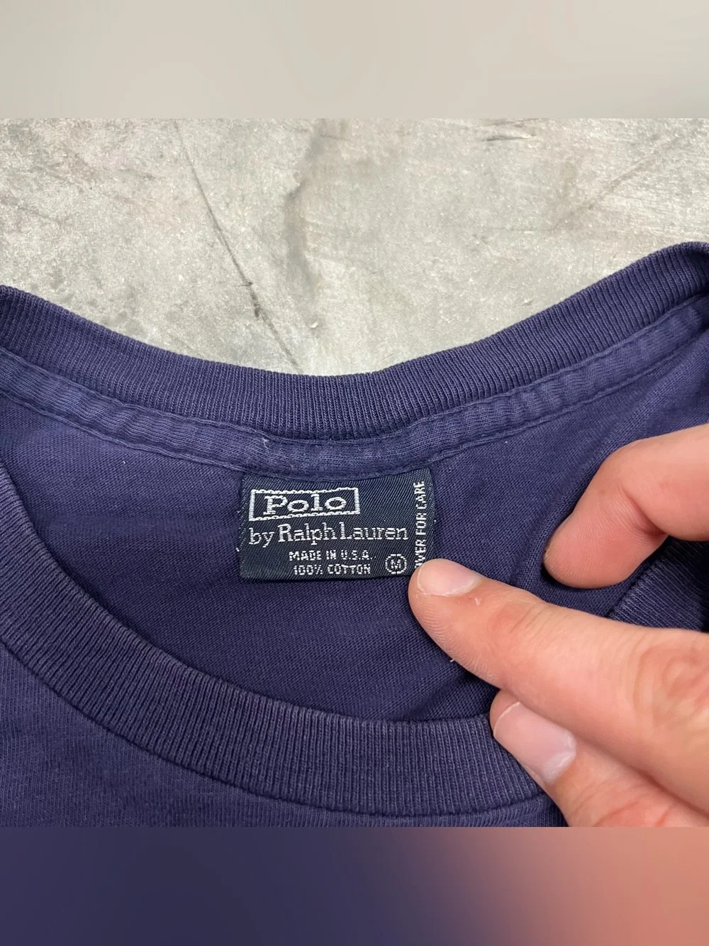 Vintage Polo Ralph Lauren T Shirt Size Medium Single Stitch Blue Pocket Pony